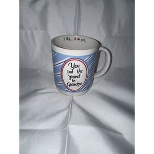 Vintage Lego Grandpa Coffee Mug Blue Striped P.S. I Love You Ceramic Korea